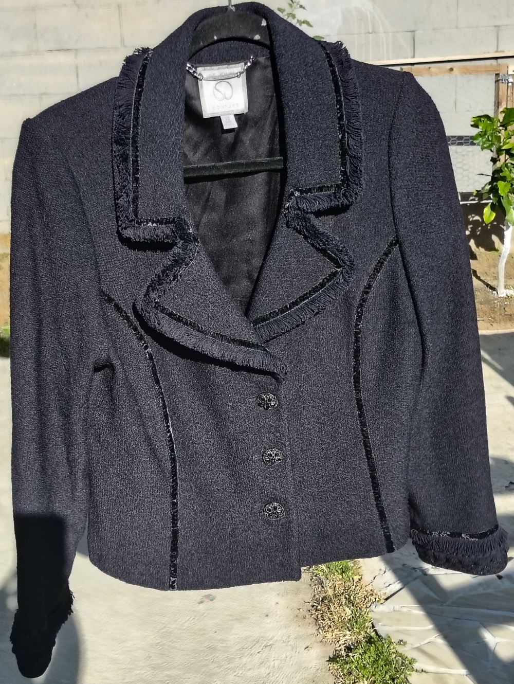 St. John Couture Black Trimmed Evening Jacket Sz 10 Made in USA